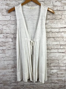 Eileen Fisher Women’s Petite Small PS Linen Boho Open Tie Blouse Vest Top - Picture 1 of 7