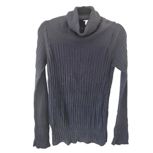 Suéter halógeno 100 % algodón azul gris ligero boho cuello alto para mujer L - Imagen 1 de 6