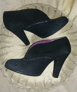 MARC JACOBS $595 BLACK SUEDE SILVER STUDS ANKLE BOOTS MADE IN ITALY 41 9.5 10 - Picture 1 of 10