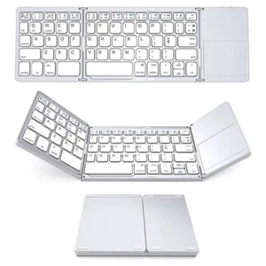 Wireless Folding Keyboard with Touchpad Portable Mini Three Bluetooth Foldable - Picture 1 of 11