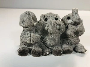 Stone Critters See No Evil, Hear No Evil, Speak No Evil 3 Elephants. - Imagen 1 de 7