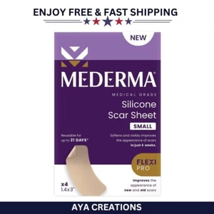 Mederma Silicone Scar Sheets 4ct –Small Size, Treat injury,Burns & Surgery Scars - Picture 1 of 9