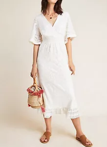 Anthropologie Farm Rio Devore Maxikleid mit V-Ausschnitt in Elfenbein Größe S neu mit Etikett - Bild 1 von 4