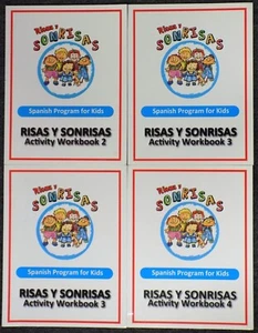 Risas Y Sonrisas Activity Spanish Program for Kids Set of 4 Workbooks! - Picture 1 of 6