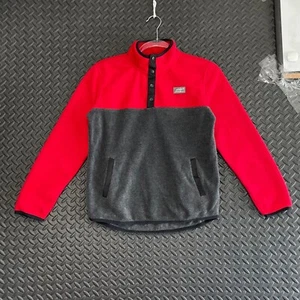 Eddie Bauer Red Gray Fleece Henley Style Pullover Sweater Youth Size Medium - Picture 1 of 7