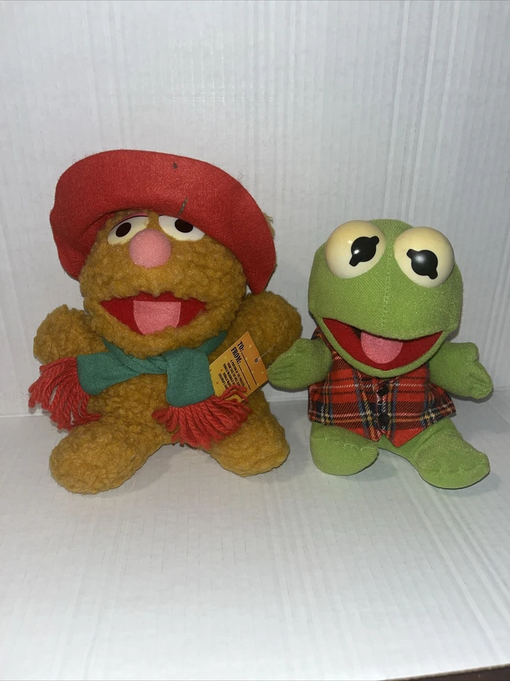 Vintage 1988 Jim Henson Muppet Babies Doll Fozzie Bear Kermit Plush McDonald's - Image 1 of 4