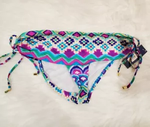 APT 9 Mujer Talla M Brillante Estampado Geométrico Corbata Lado Fruncido Bikini Traje de Baño Parte Inferior - Imagen 1 de 4