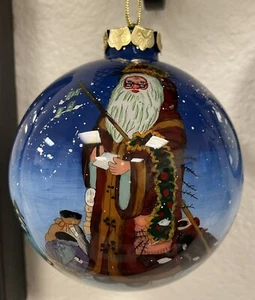SANTA Rückseite handbemalt Glas Ornament Neu im Karton - Bild 1 von 3