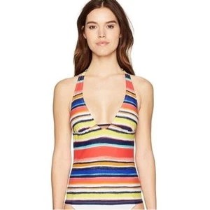 Neu mit Etikett Anne Cole Damen-Badeoberteil mehrfarbig gestreift Neckholder Größe Medium - Bild 1 von 7