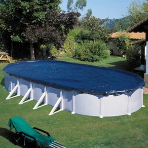 Winter Abdeckung Abdeckplane für Oval Pools Poolabdeckung Schwarz 120 g/m2 - Bild 1 von 4
