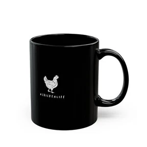 #chickenlife Farm House schwarze Keramiktasse, 11 Unzen, spülmaschinenfest tolles Geschenk! - Bild 1 von 9