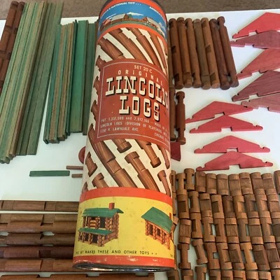Vintage Lincoln Logs Original Box Set # 20c   129 Pieces RARE - Image 1 of 4