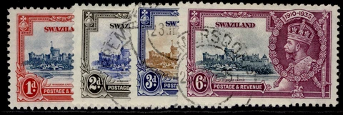 SWAZILAND GV SG21-24, 1935 SILVER JUBILEE set, FINE USED. Cat £20 Cover