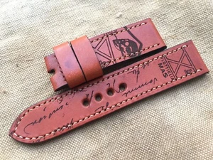 24mm Handgefertigtes Leder Uhrenarmband, Flottiglia Tribut, Braun, Decima Mas - Bild 1 von 8