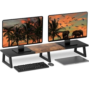 42 inch Extra Long Monitor Riser with Storage Dual Monitor Stand with Metal Legs - Picture 1 of 6
