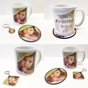 Personalised Mug, Coaster & Keyring Gift Set, Any Image, Cup & Metal Key Chain - Picture 1 of 10