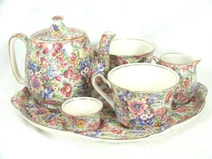 Royal Winton “Sunshine” Breakfast Set Teapot 2 Cups Creamer Sugar Bowl & Tray - Picture 1 of 14