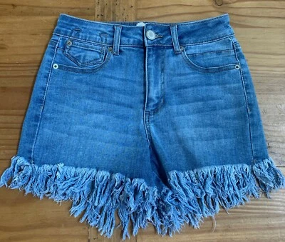 Pantalones Cortos Denim GB Junior’s Talla 5 Azul Cintura Alta Deshilachados Usados en Excelente Condición  Foto 1 de 4