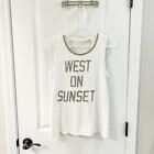 Lucky Brand Graphic “West On Sunset” Woven Neckline Open Back Tank Top Size S