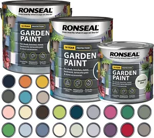 Ronseal Outdoor Garden Paint Exterior Wood Brick Metal Stone Fence Benches Paint - Picture 1 of 54