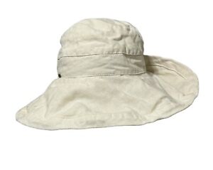 Scala Collezione Adjustable Cotton Wide Brim Sunhat UPF 50+ Beige Bucket Cap