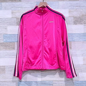 Adidas Vintage Y2K 3 Streifen Trainingsjacke rosa Mesh gefüttert Stehkragen Damen Large - Bild 1 von 7