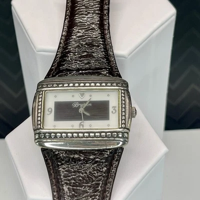 Часы Brighton Montreux серебристые коричневая кожа прямоугольный циферблат новый аккумулятор - Изображение 1 из 4