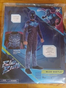 Blue Beetle COSTUME Child Large 12-14 Mask, Jumpsuit & backpack Lights up! - Picture 1 of 2