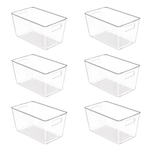 6 PCS Clear Plastic Storage Bins, Pantry Organizer Containers with Handle for... - Picture 1 of 9