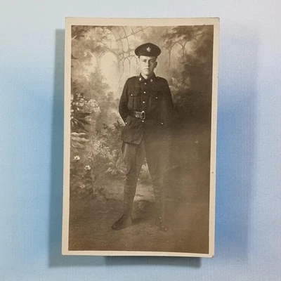 WW1 Soldier Canada Badge Postcard C1916 Real Photo Surrey Photographer - Image 1 of 2