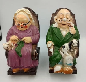 Vintage Ceramaster Retirement Fund Grandma & Grandpa Coin Banks - Cold Painted - Picture 1 of 8