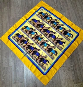 HERMES ECURIES Carre 90 Silk 100% Scarf Yellow W/Tags No Box Used. - Picture 1 of 14