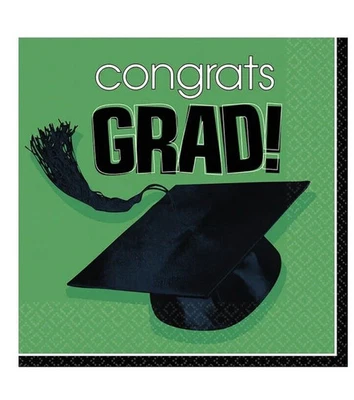 Flying Colors School Spirit Graduation Party Paper Beverage Napkins Green - Image 1 of 3