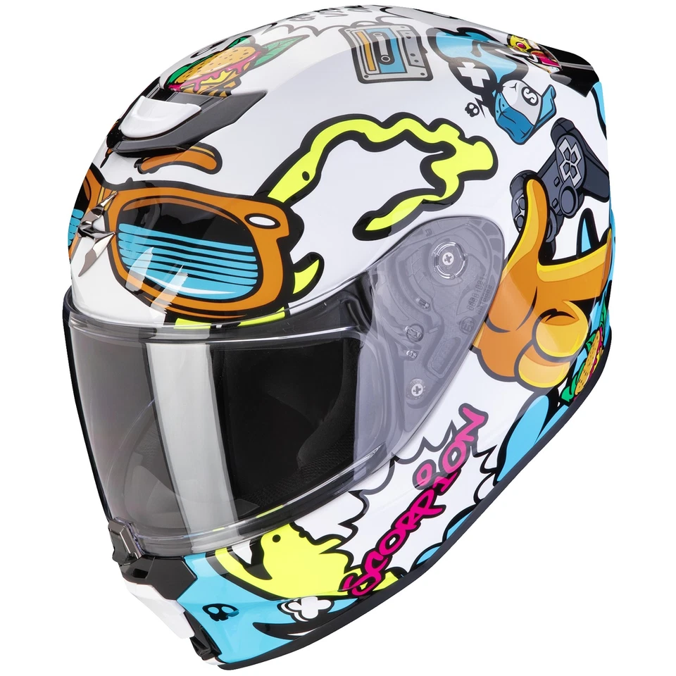 Scorpion Helm Integralhelm Kinder Motorradhelm Exo-JNR Air Fun Weiss/Blau - Bild 1 von 1