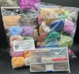Wool Felting Kit with Multi-Colored Wool Roving 15+ oz - L@@k! - Picture 1 of 4