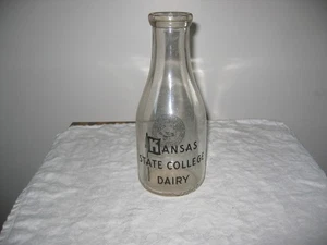 Kansas State College Dairy 1qt Milk Bottle - Picture 1 of 3