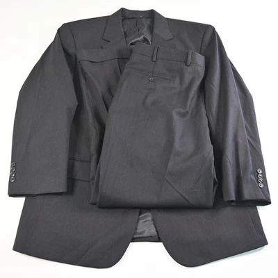 Jos A Bank 44R 38x30 Gray Striped 100% Wool Mens Jacket Pants Suit - Image 1 of 4