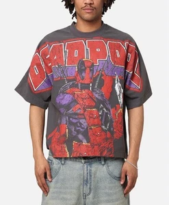 Loiter Herren T-Shirt Marvel Deadpool Overprint Vintage Anthrazit Gr: 2XL Neu mit Etikett - Bild 1 von 6