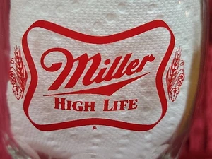 Vintage Miller High Life Beer Thumbprint Pedestal Glass Goblet Mancave Home Bar - Imagen 1 de 10