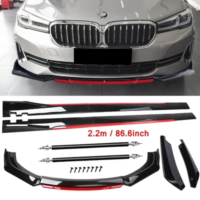 Front Bumper Lip Spoiler Splitter Side Skirt Glossy Black For BMW 525i 530i 540i - Image 1 of 4