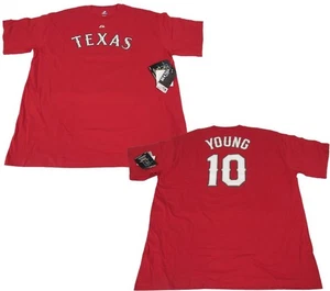 New Texas Rangers #10 Michael Young Mens Sizes 2XL-5XL-6XL Red Majestic Shirt - Picture 1 of 7