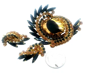 Spektakuläres Juliana D&E Topas & Bernstein Strass verwirbelt Brosche & Ohrring Set - Bild 1 von 2