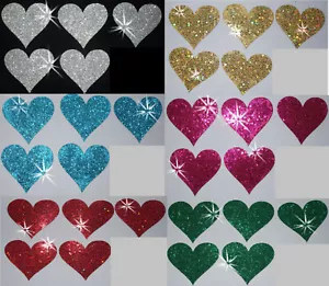 FABRIC SEQUIN 40mm HEART IRON-ON CUSTOMIZE craft SPECIAL OCCASION TRANSFER lot - Picture 1 of 9