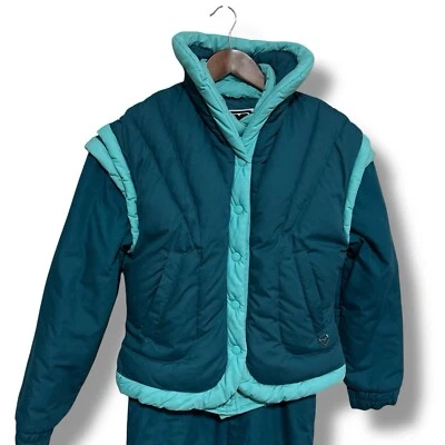 Vintage Obermeyer Belted Ski Suit + Puffer Vest Size 12 / See Measurements - Image 1 of 4