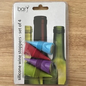 Bar Brand Silicone Wine Stoppers Set of 4 Bar Y3 Assorted Colors New! - Picture 1 of 3