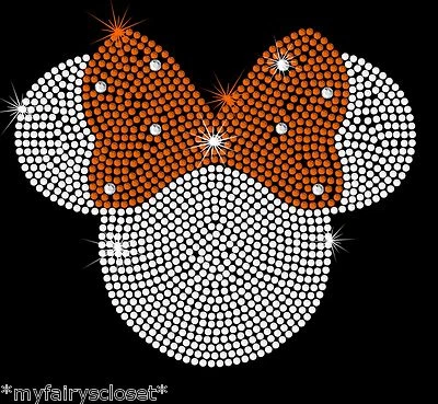 7.1" NARANJA Minnie Mouse Plancha sobre Estrás Halloween TRANSFERENCIA Aplique Calcomanía Foto 1 de 2