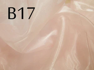 B17 (Per Yard)Pale Peach Pink Thick Sparkle Organza Fabric Bridal dress Material - Picture 1 of 4