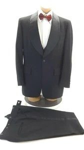 TRAJE DE ESMOQUIN AFTER SIX LANA NEGRA 4 PIEZAS 42L 34 X 31 PANTALONES - Imagen 1 de 8