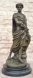 Large Art Deco Julius Caesar Roman Emperor Bronze Sculpture Marble Base Statue - Picture 1 of 10