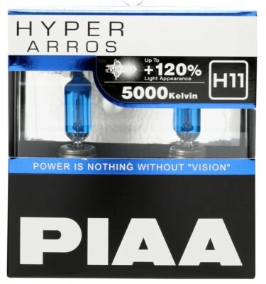 PIAA HYPER ARROS 5000K HALOGEN BULBS Up to +120% More light (H11)(HE-926) - Image 1 of 4